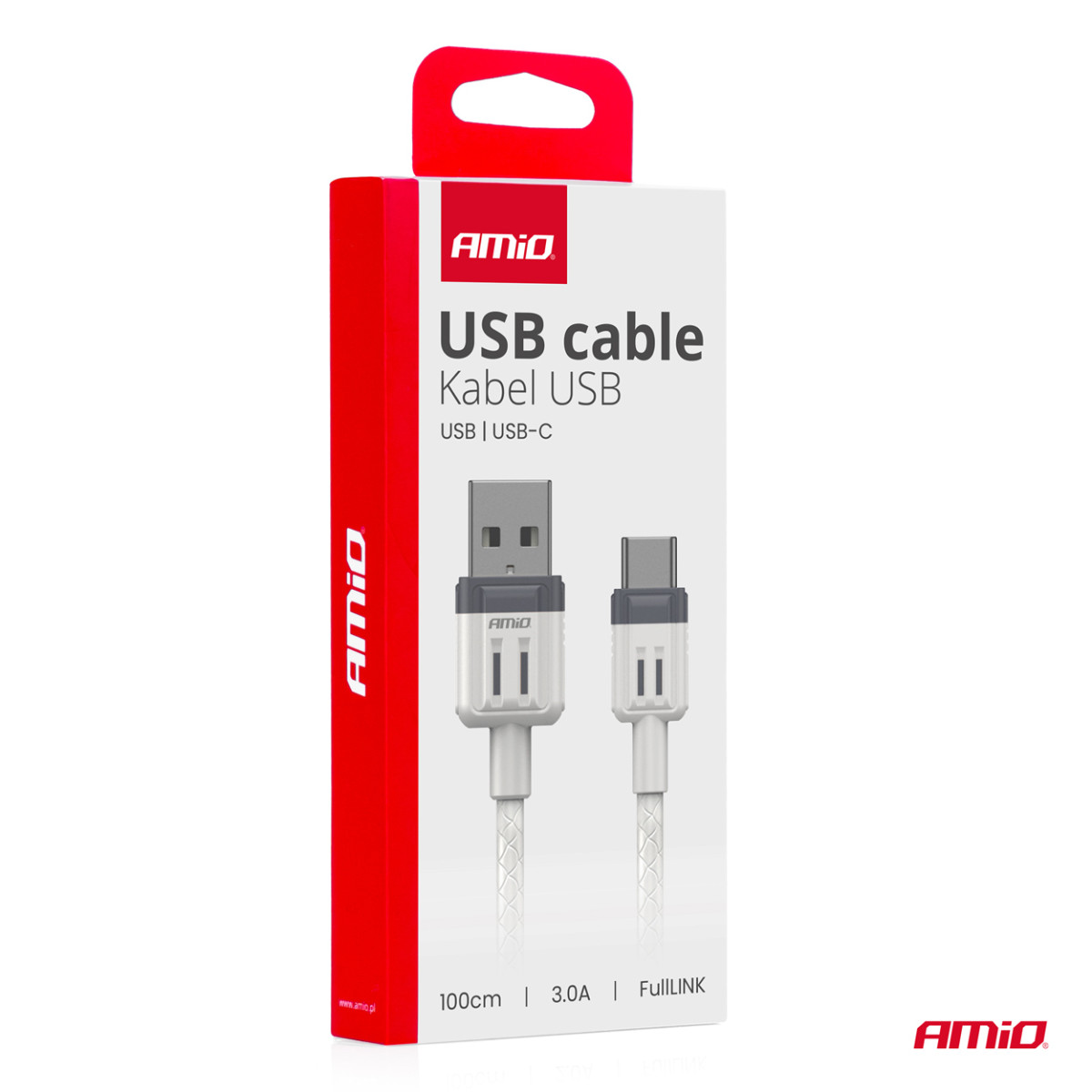 USB uz USB-C kabelis 3A 100cm FullLINK AMIO-03905