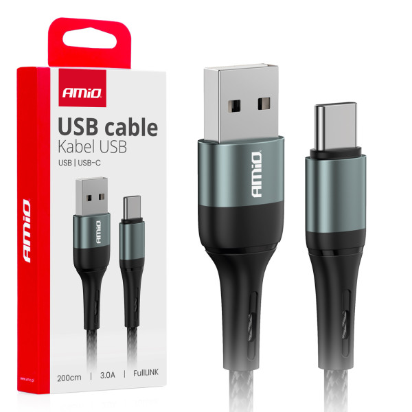 USB-A uz USB-C kabelis 3A 200 cm FullLINK AMIO-03912