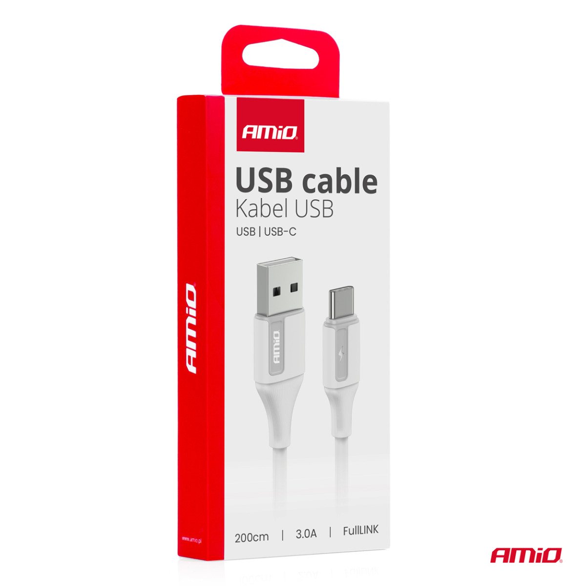 USB-A uz USB-C kabelis 3A 200 cm FullLINK AMIO-03918