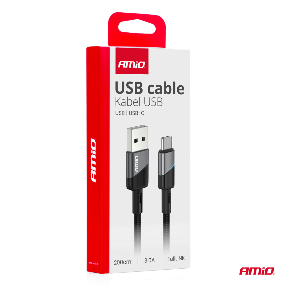 USB uz USB-C kabelis 3A 200 cm FullLINK AMIO-03924