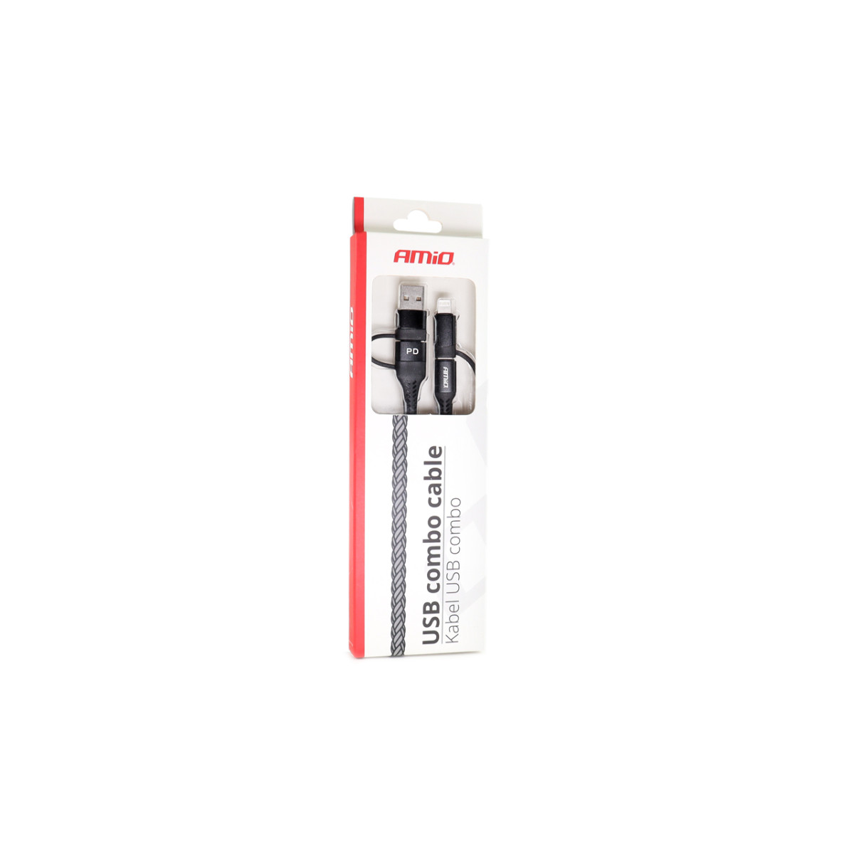 USB-C + Lightning + USB kabelis 1 m barošanas avots 3in1 AMIO UC-15