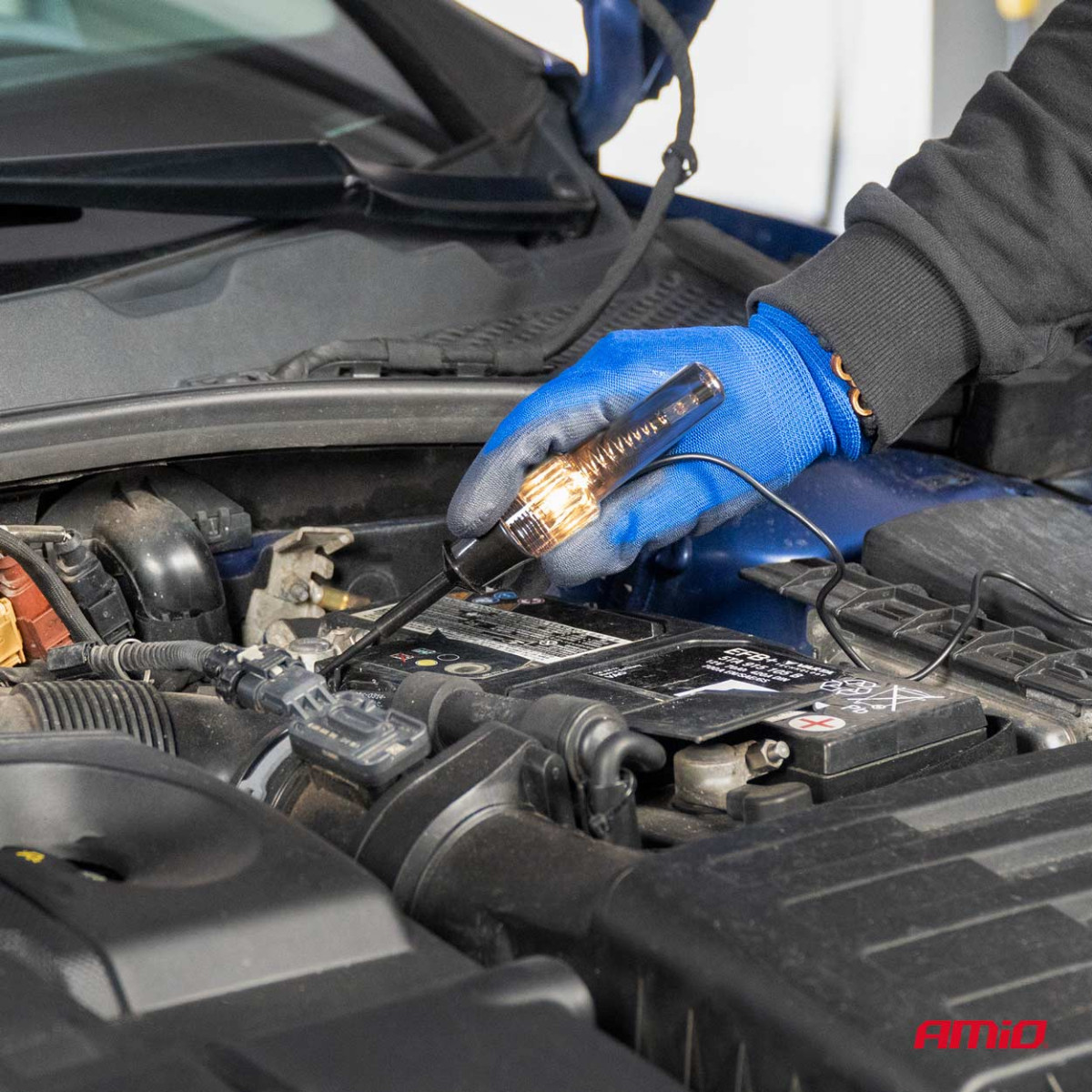 Automašīnas sprieguma testeris 6–12 V ar krokodila klipsi, AMIO-04272