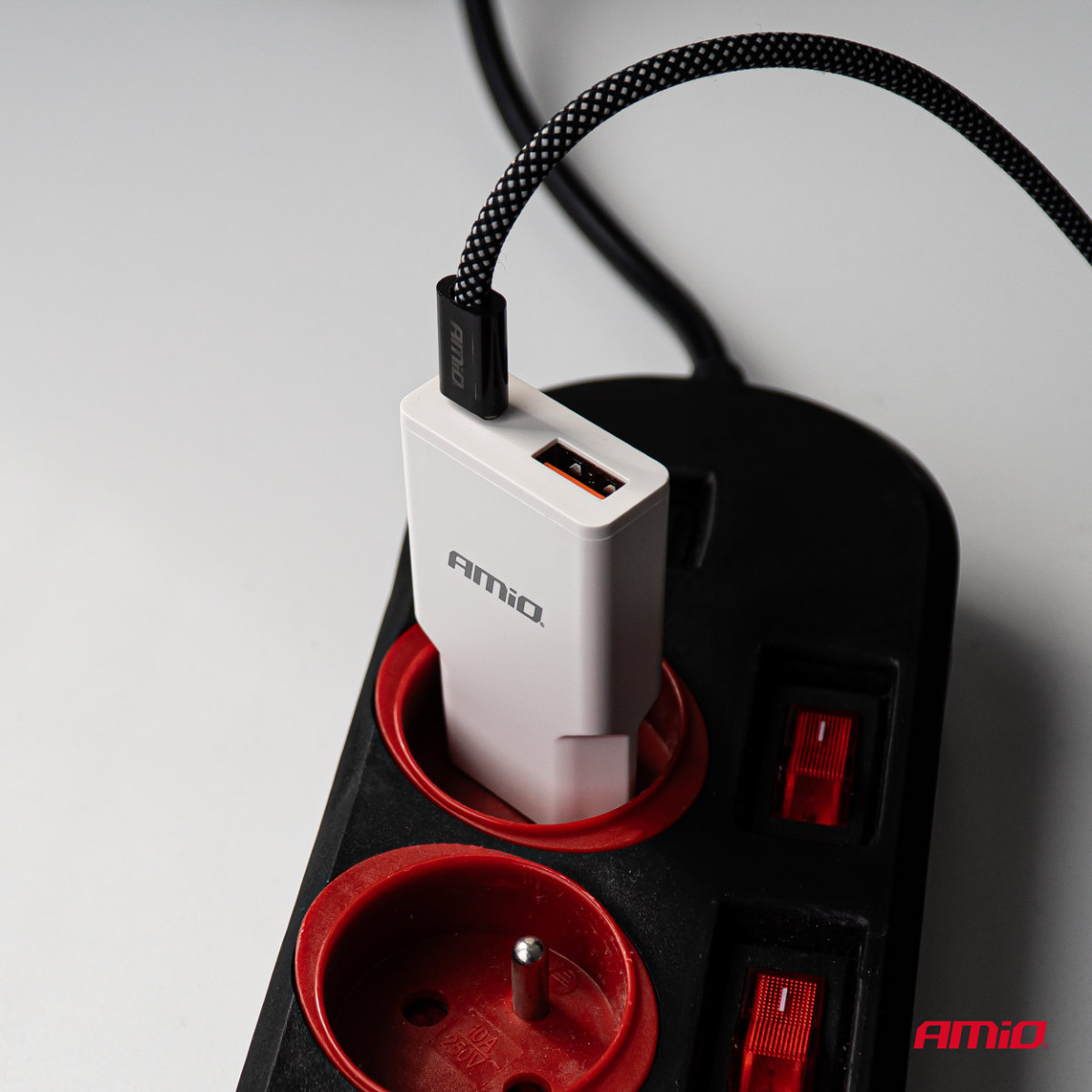 Tīkla lādētājs 230V 20W GaN USB-C USB-A AMIO-04838