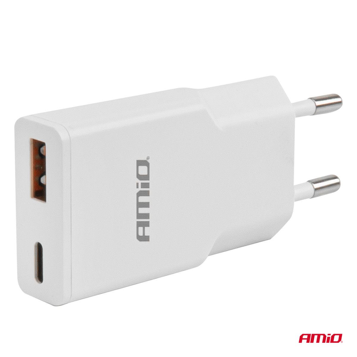 Tīkla lādētājs 230V 20W GaN USB-C USB-A AMIO-04838